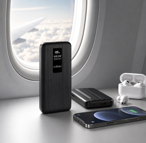 Power Bank Premium 22.5W com Cabos Integrados, Display Digital e Carregamento Rápido