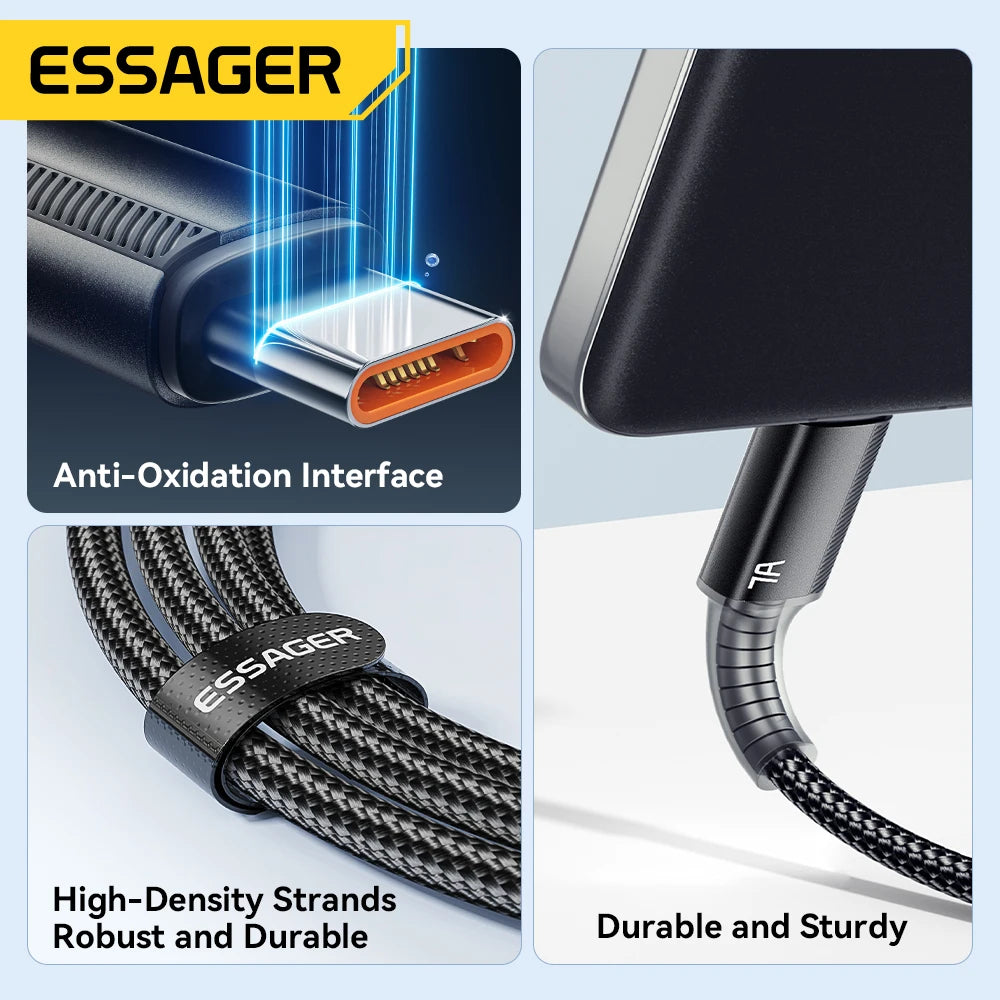 Cabo USB-C Essager 100W 7A | Carregamento Rápido