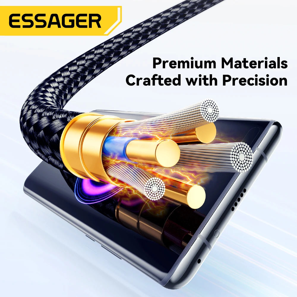 Cabo USB-C Essager 100W 7A | Carregamento Rápido