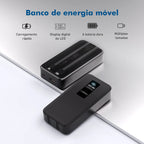 Power Bank Premium 22.5W com Cabos Integrados, Display Digital e Carregamento Rápido