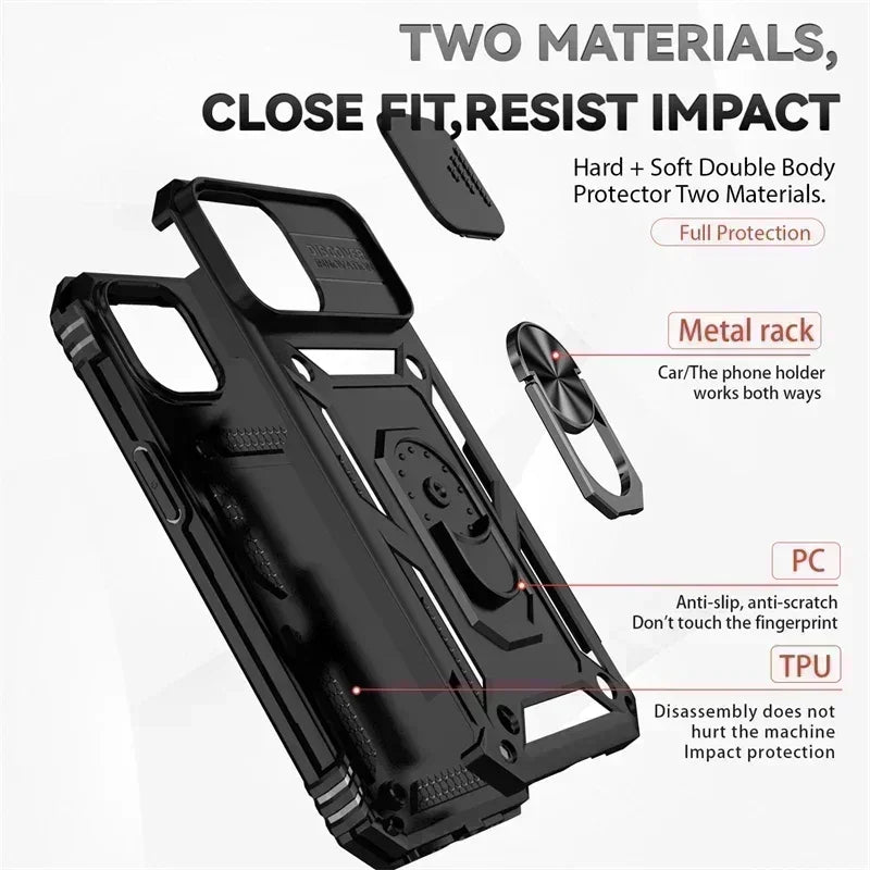 Capa Armor Magnética com Suporte Giratório para iPhone | Proteção Militar