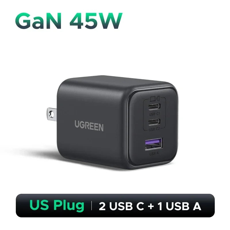Carregador USB-C GaN UGREEN 45W | PD 3.0, PPS e QC 3.0