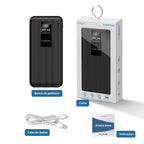 Power Bank Premium 22.5W com Cabos Integrados, Display Digital e Carregamento Rápido