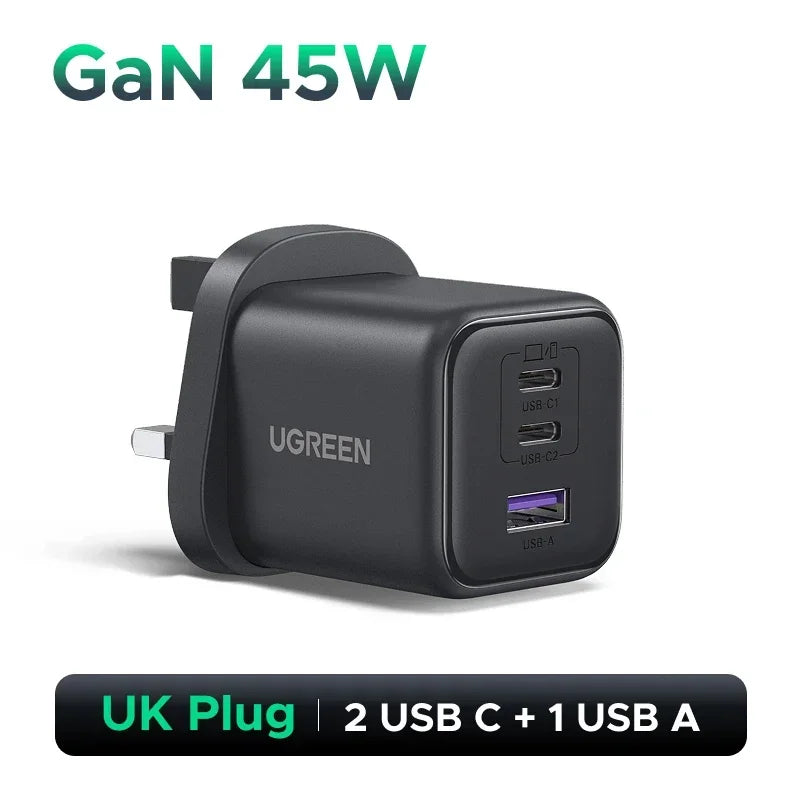 Carregador USB-C GaN UGREEN 45W | PD 3.0, PPS e QC 3.0