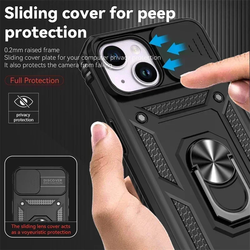 Capa Armor Magnética com Suporte Giratório para iPhone | Proteção Militar