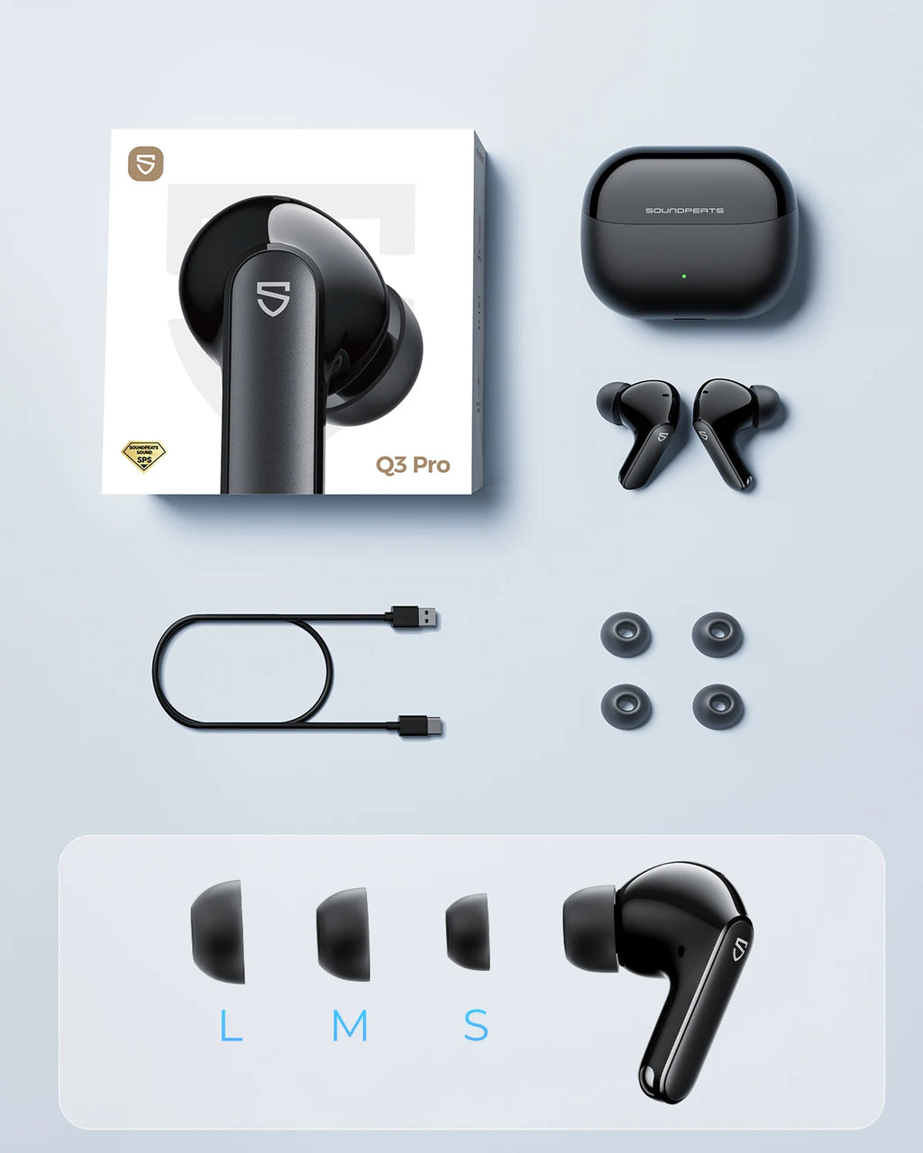 SoundPEATS Q3 Pro Bluetooth ANC | Fone Sem Fio Premium