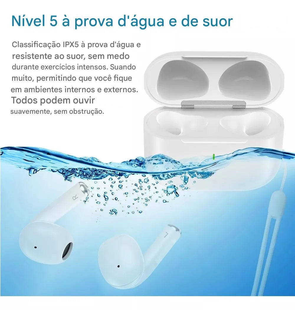 Fone Bluetooth 5.3 Esportivo | Redução de Ruído e Proteção à Água