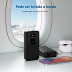 Power Bank Premium 22.5W com Cabos Integrados, Display Digital e Carregamento Rápido