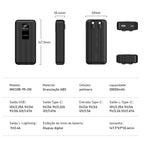 Power Bank Premium 22.5W com Cabos Integrados, Display Digital e Carregamento Rápido