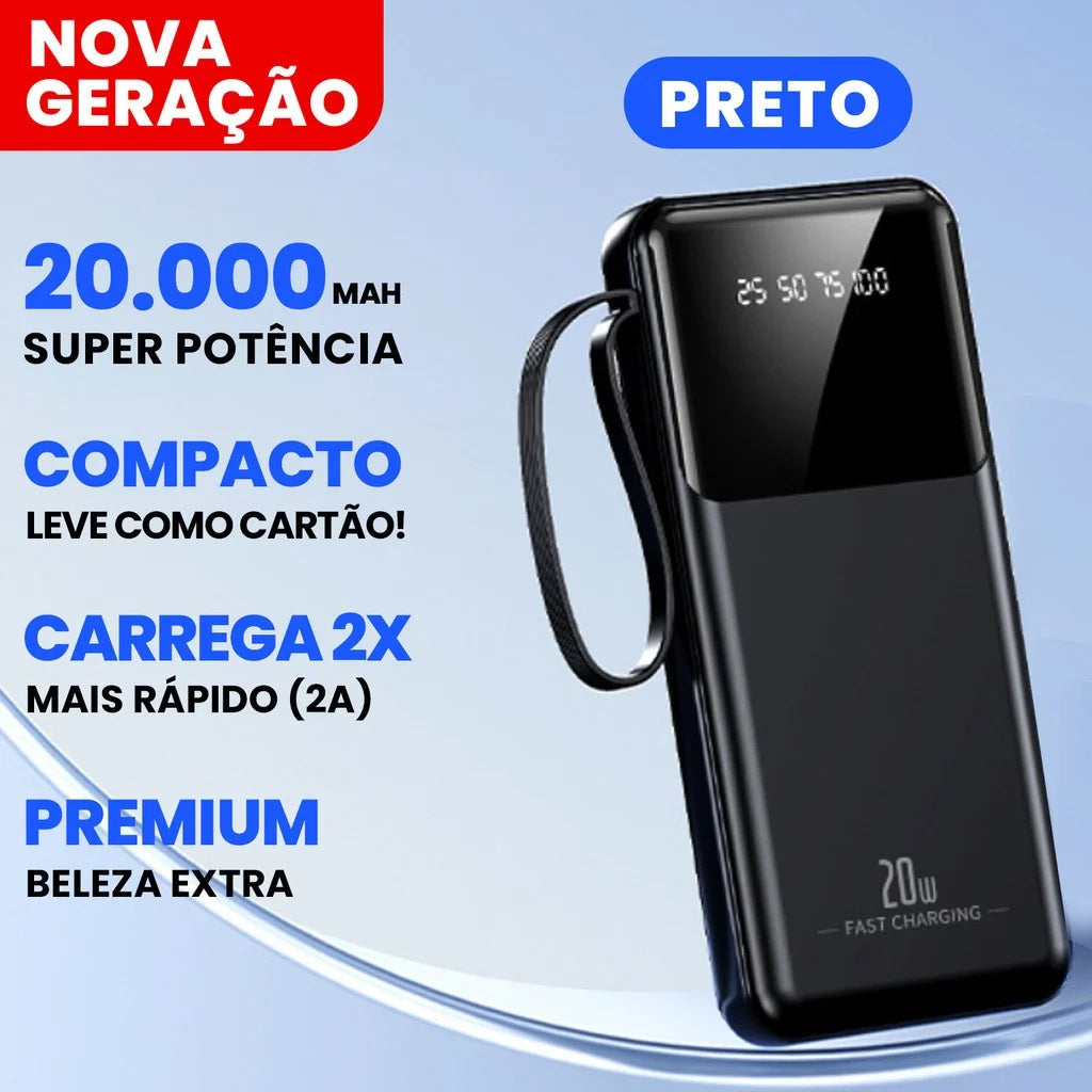Power Bank 20.000mAh 22.5W com Display Digital | Nexora Tecnologia