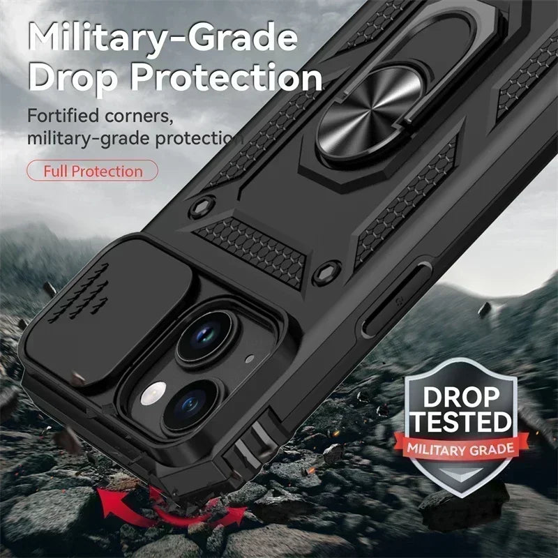 Capa Armor Magnética com Suporte Giratório para iPhone | Proteção Militar