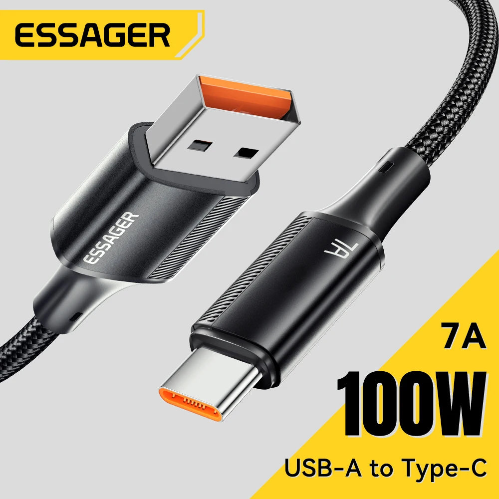 Cabo USB-C Essager 100W 7A | Carregamento Rápido