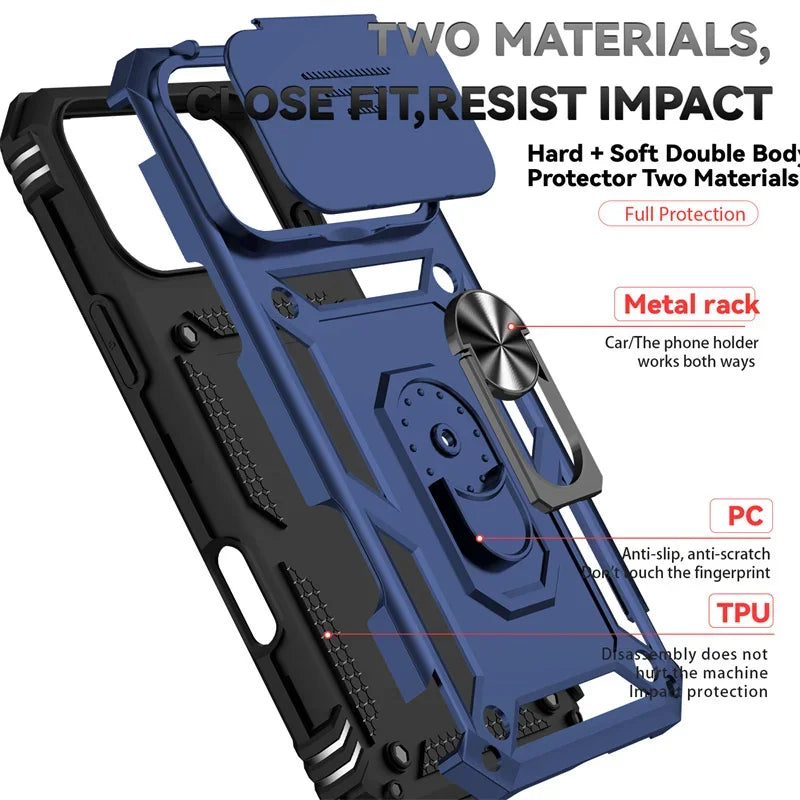 Capa Armor Magnética com Suporte Giratório para iPhone | Proteção Militar