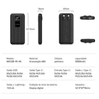 Power Bank Premium 22.5W com Cabos Integrados, Display Digital e Carregamento Rápido