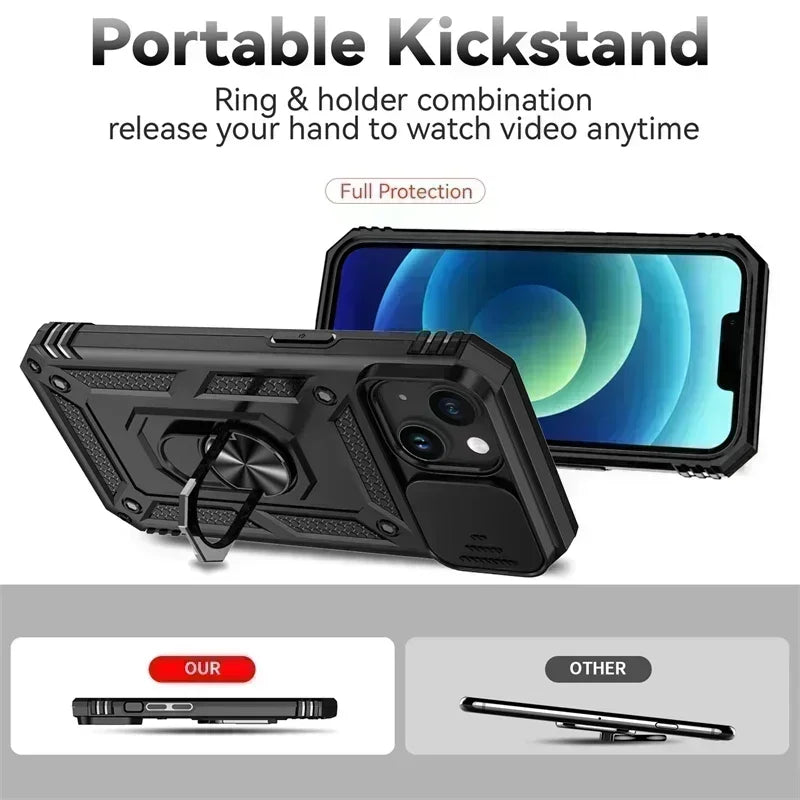 Capa Armor Magnética com Suporte Giratório para iPhone | Proteção Militar