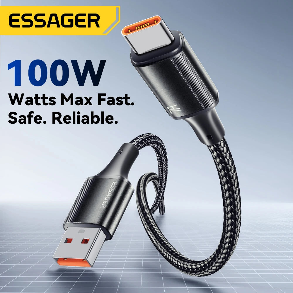 Cabo USB-C Essager 100W 7A | Carregamento Rápido