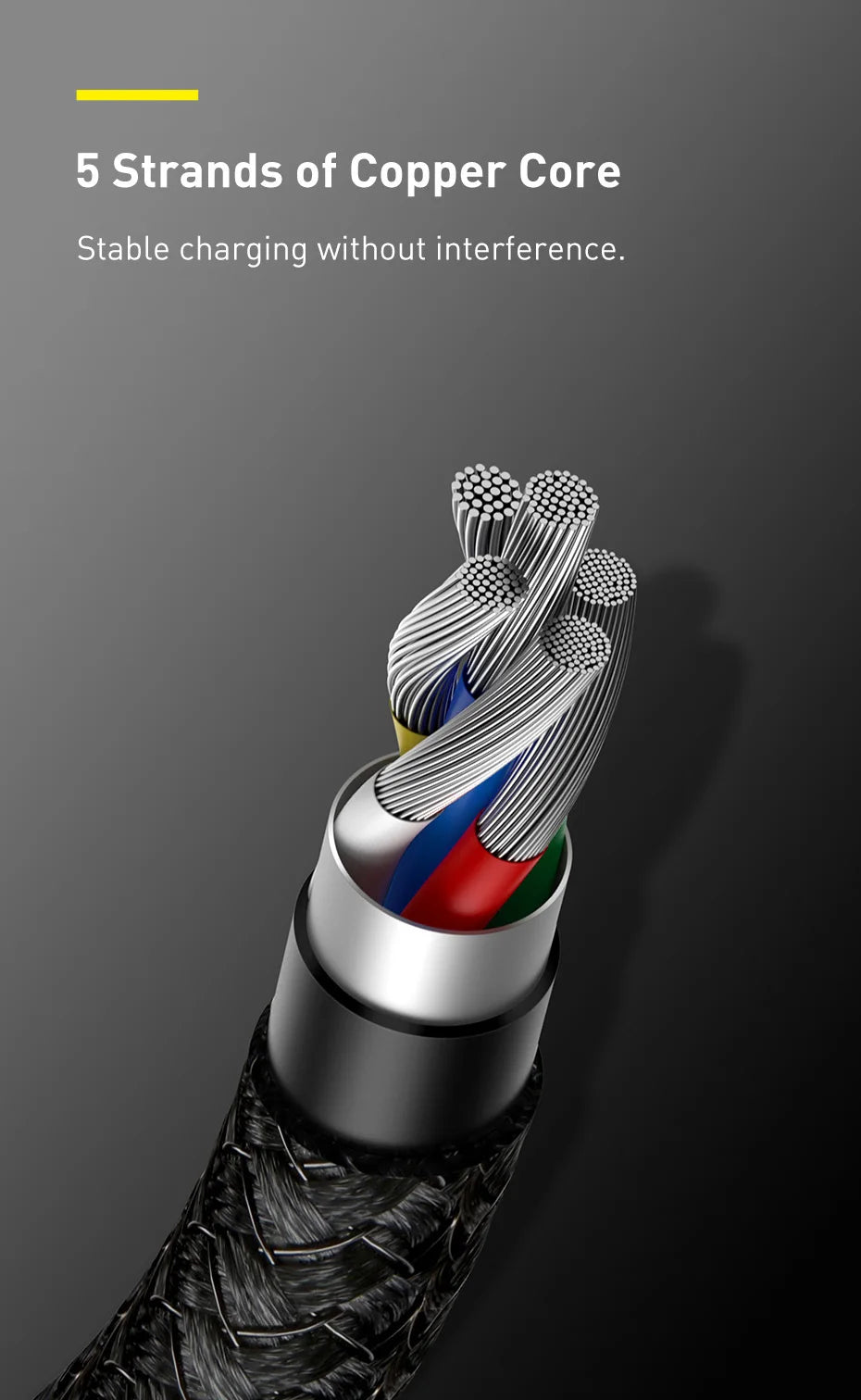 Cabo USB-C Baseus 100W PD | Carregamento Rápido e Alta Durabilidade