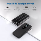 Power Bank Premium 22.5W com Cabos Integrados, Display Digital e Carregamento Rápido