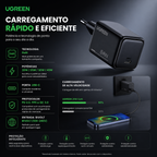 Carregador USB-C GaN UGREEN 45W | PD 3.0, PPS e QC 3.0