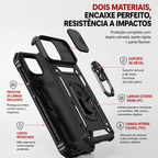 Capa Armor Magnética com Suporte Giratório para iPhone | Proteção Militar